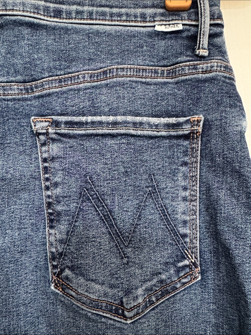 MOTHER Midi Denim Skirt in Medium Blue Wash - Picture 5 of 8